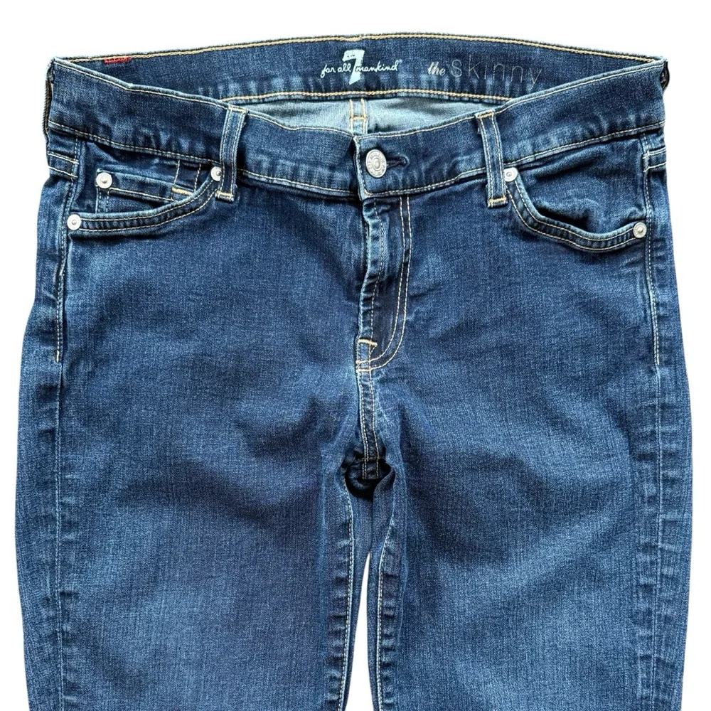7 For All Mankind Women’s Dark Blue The Skinny Jeans Size 30 - Picture 3 of 10
